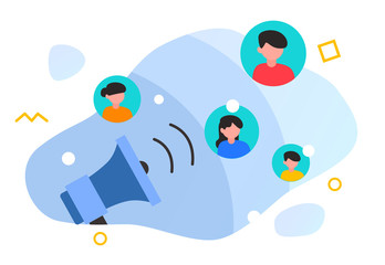 illustration engaging raise more customer ads with megaphone marketing concept