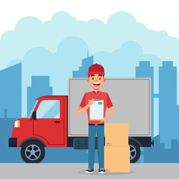 Fast delivery courier vector illustration