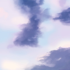 Sunset sky purple and pink clouds illustration