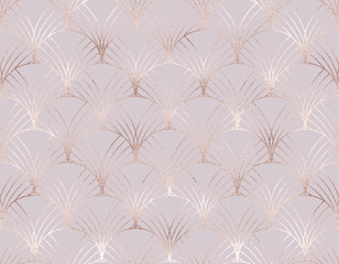 Art deco seamless pattern with bronze fan tiles.