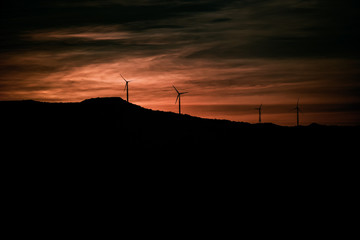 wind turbine at sunset