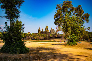 Naklejka premium Piękny widok na świątynię Angkor Wat w Siem Reap w Kambodży.