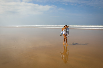 Beach holiday in Agadir, girl on the beach.