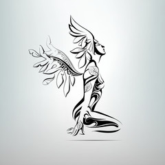 Sitting angel. vector illustration