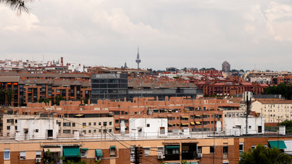 Fototapeta na wymiar different shots of the rooftops and skiline of Madrid