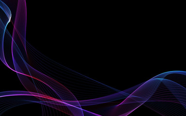 Dark abstract background with a glowing abstract waves