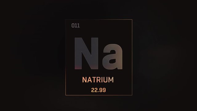 Neon as Element 10 of the Periodic Table. Seamlessly looping 3D animation on silver illuminated atom design background orbiting electrons name, atomic weight element number in German language