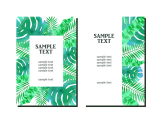 夏の植物のイラスト背景素材、水彩風