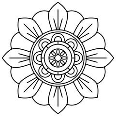 Outline of a floral pattern mandala