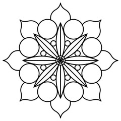 Outline of a floral pattern mandala
