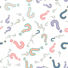 Quiz seamless pattern. Question marks, doubt, faq