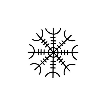 Aegishjalmur scandinavian symbol doodle icon, vector illustration