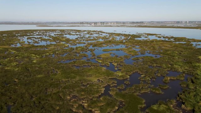 Aerial View of Puxadouro near the Aveiro Lagoon at Ovar, Aveiro, Portugal