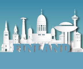 Finland Landmark Global Travel And Journey paper background. Vector Design Template.used for your advertisement, book, banner, template, travel business or presentation.
