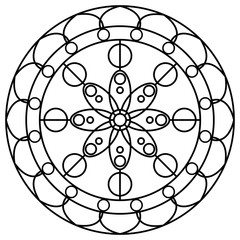 Outline of a floral pattern mandala