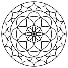 Outline of a floral pattern mandala