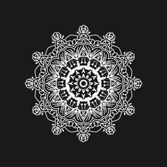 round gradient mandala on white isolated background. Vector hipster mandala white colors. Mandala with floral patterns. Yoga template