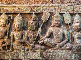 Reliefs on the Leper King Terrace at Angkor Thom - Siem Reap, Cambodia