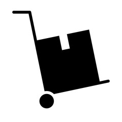 handcart with box icon, silhouette style