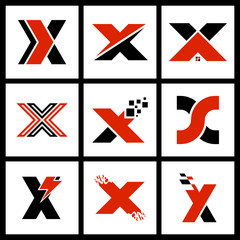 set of letter X logo icon design vector