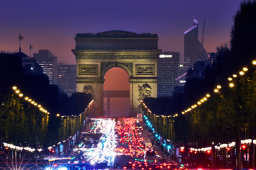 Plakat Thriumph Arch at twilight. Paris, France