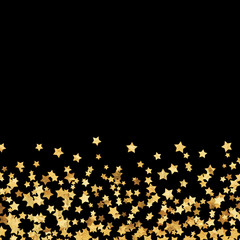 gliltter gold stars confetti scatter frame on a black background great for social media and card making