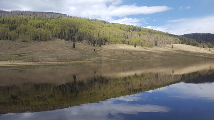Reflection on Trujillos reservoir in the Colorado mountains
