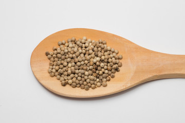Closu-up image of white pepper on white background