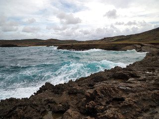 Aruba Natural Rocky Coastline Near Natural Bridge