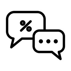 speech bubbles with percentage icon, line style