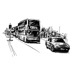 Drawing of traffic in Hong Kong 