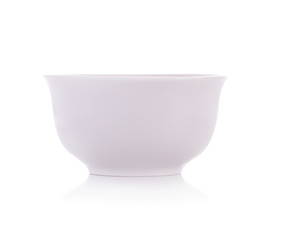 Empty ceramic bowl isolated on white background.