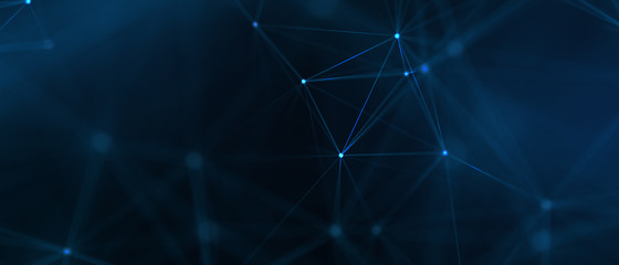 Abstract futuristic - technology with polygonal shapes on dark blue background. Design digital technology concept. 3d illustration.