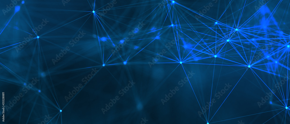 Poster abstract futuristic - technology with polygonal shapes on dark blue background. design digital techn