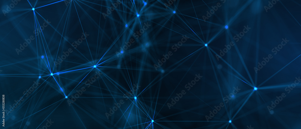 Poster abstract futuristic - technology with polygonal shapes on dark blue background. design digital techn