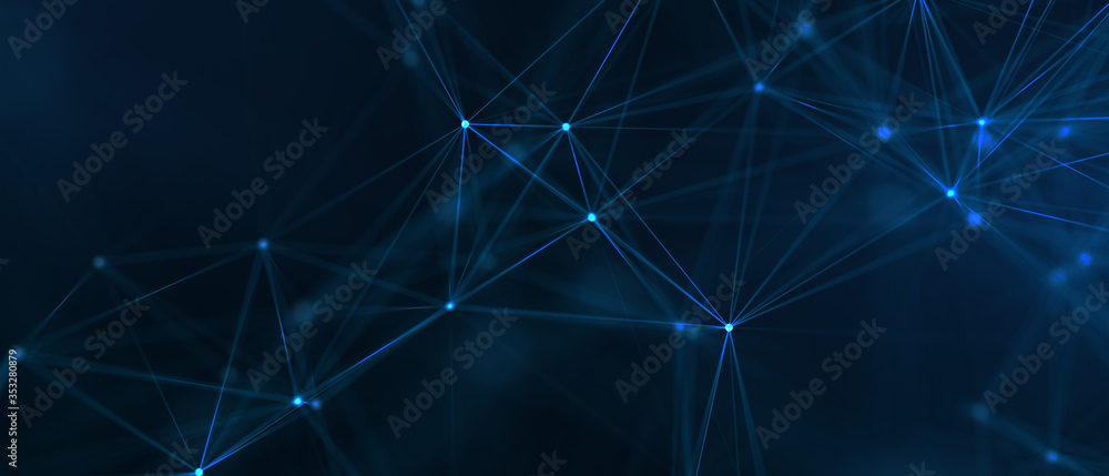 Poster abstract futuristic - technology with polygonal shapes on dark blue background. design digital techn