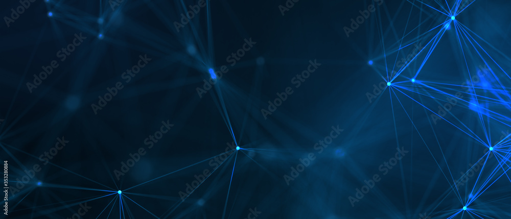 Poster abstract futuristic - technology with polygonal shapes on dark blue background. design digital techn