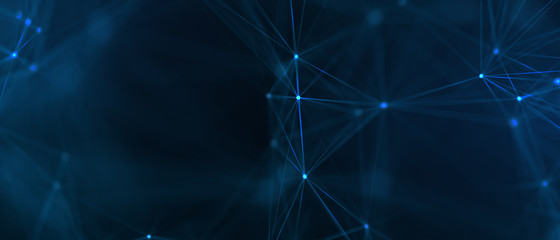 Abstract futuristic - technology with polygonal shapes on dark blue background. Design digital...