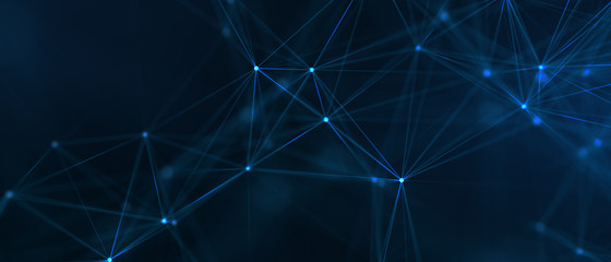 Abstract futuristic - technology with polygonal shapes on dark blue background. Design digital...