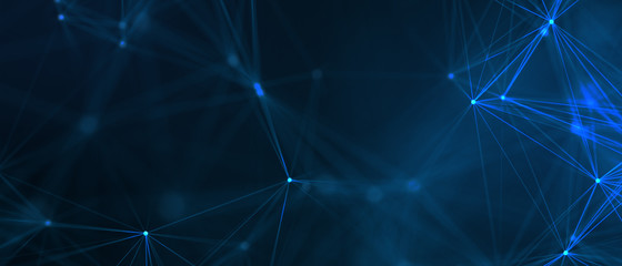 Abstract futuristic - technology with polygonal shapes on dark blue background. Design digital...