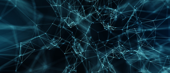 Abstract futuristic - technology with polygonal shapes on dark blue background. Design digital technology concept. 3d illustration.