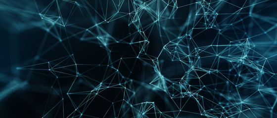 Abstract futuristic - technology with polygonal shapes on dark blue background. Design digital technology concept. 3d illustration.