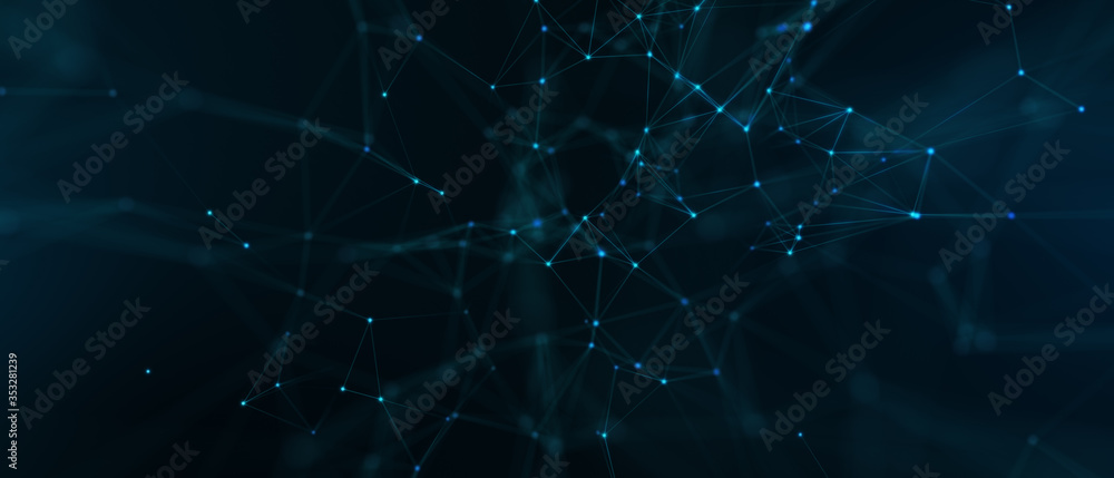 Poster abstract futuristic - technology with polygonal shapes on dark blue background. design digital techn