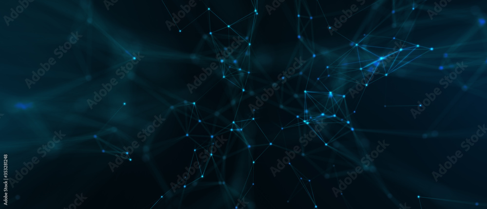 Poster abstract futuristic - technology with polygonal shapes on dark blue background. design digital techn