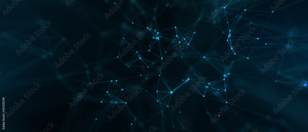Poster abstract futuristic - technology with polygonal shapes on dark blue background. design digital techn