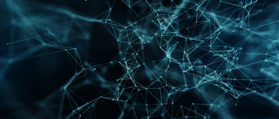 Abstract futuristic - technology with polygonal shapes on dark blue background. Design digital technology concept. 3d illustration.