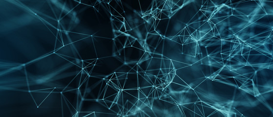 Abstract futuristic - technology with polygonal shapes on dark blue background. Design digital technology concept. 3d illustration.