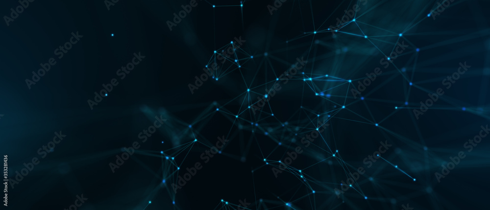 Poster abstract futuristic - technology with polygonal shapes on dark blue background. design digital techn