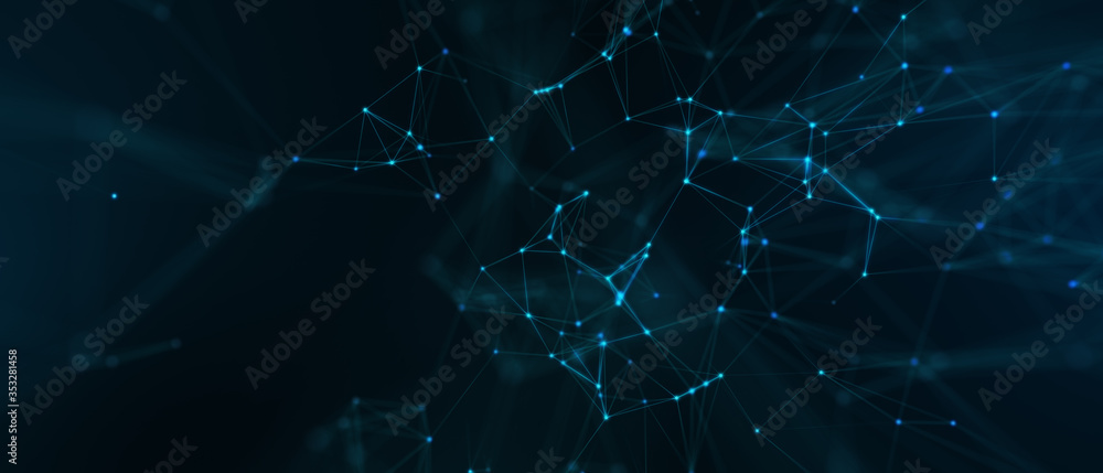 Poster abstract futuristic - technology with polygonal shapes on dark blue background. design digital techn