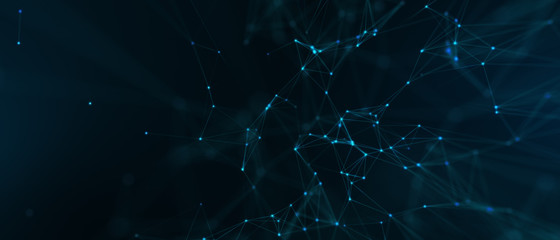 Abstract futuristic - technology with polygonal shapes on dark blue background. Design digital technology concept. 3d illustration.